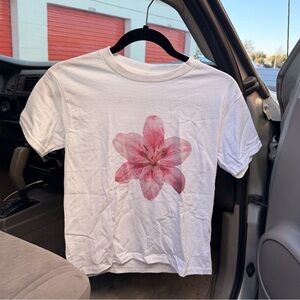Floral Lily White Baby Tee